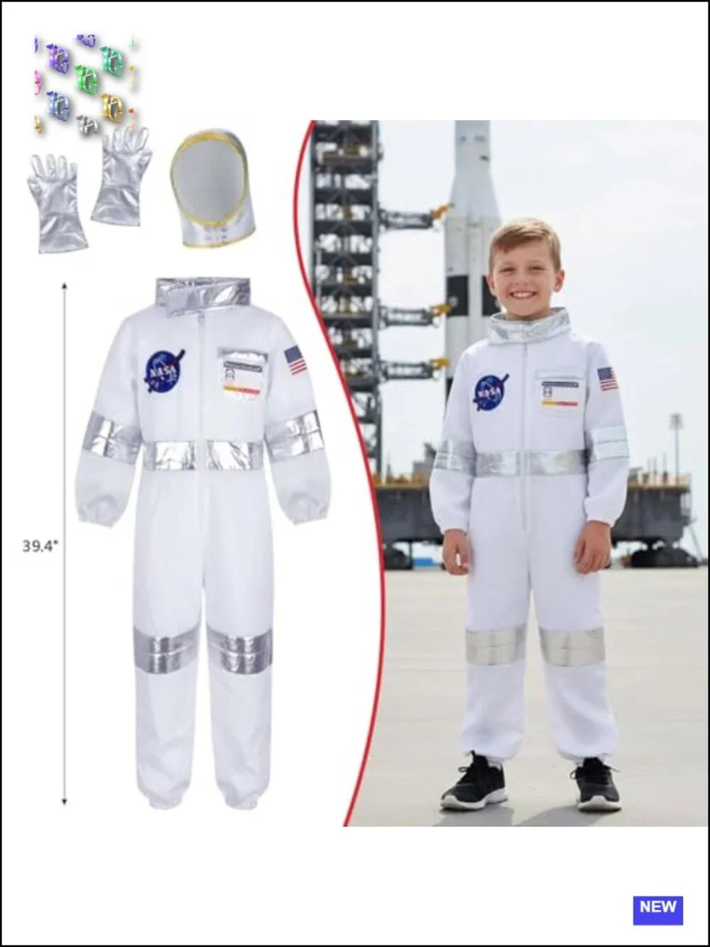 4-in-1 Toddler Career Costume Set for Kids 3-8 Fireman Astronaut Police Doctor